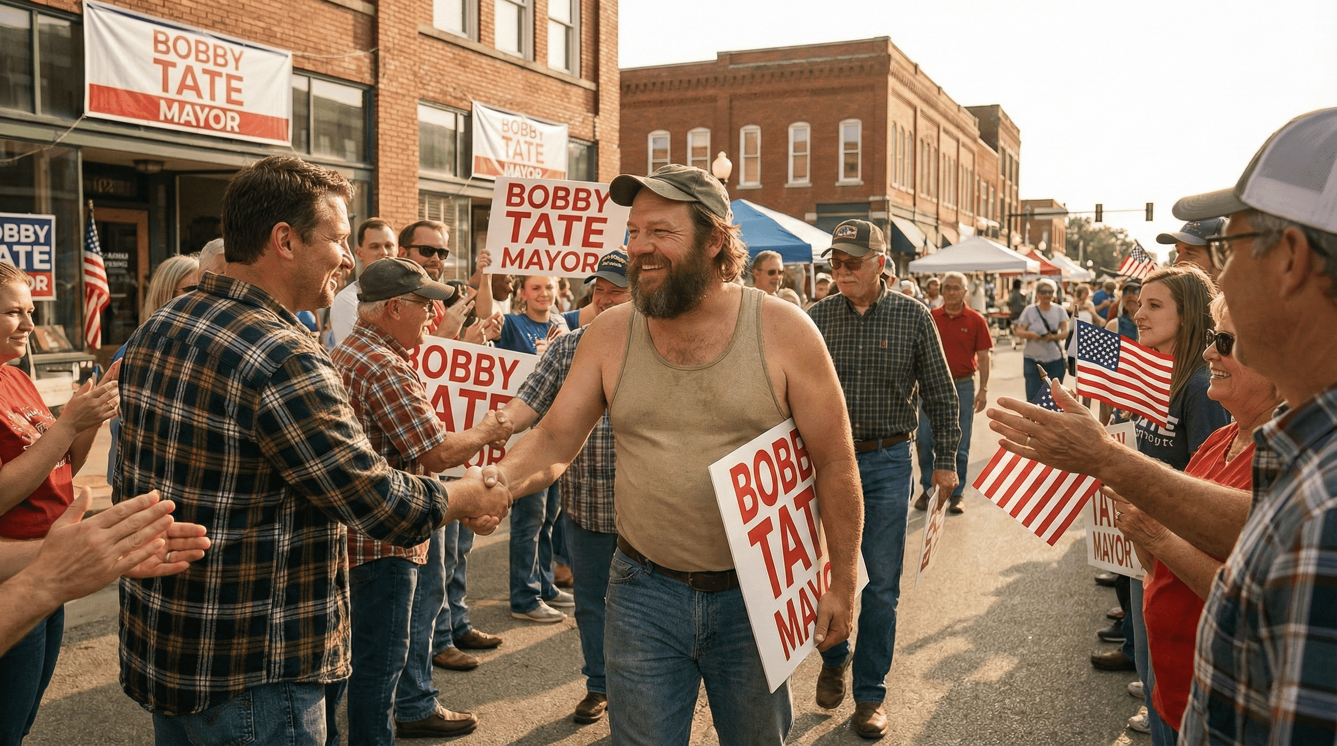 Bobby shaking hands with supporters